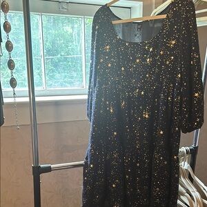 SHEIN Black and Gold Bishop Sleeve Sundress